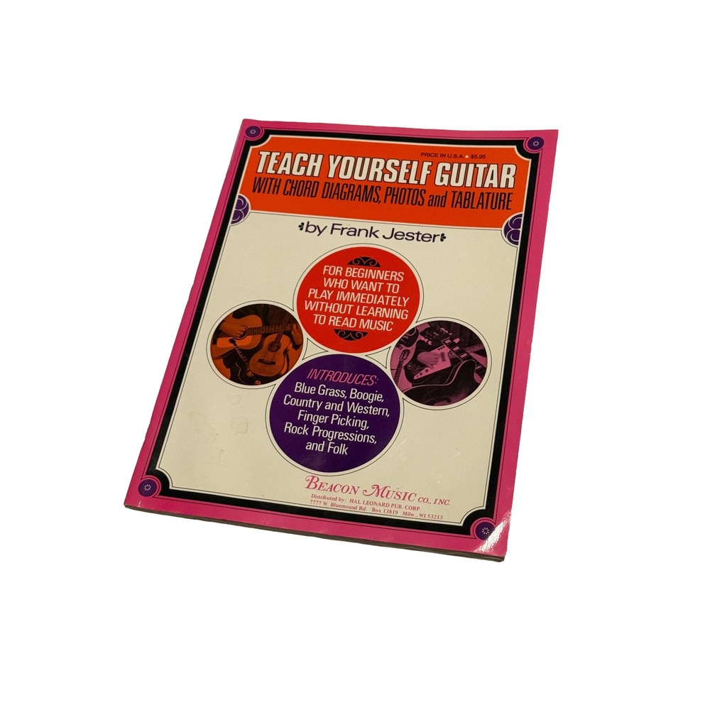 Teach Yourself Guitar Frank Jester 1971 Beacon Music Instructional Book Vintage